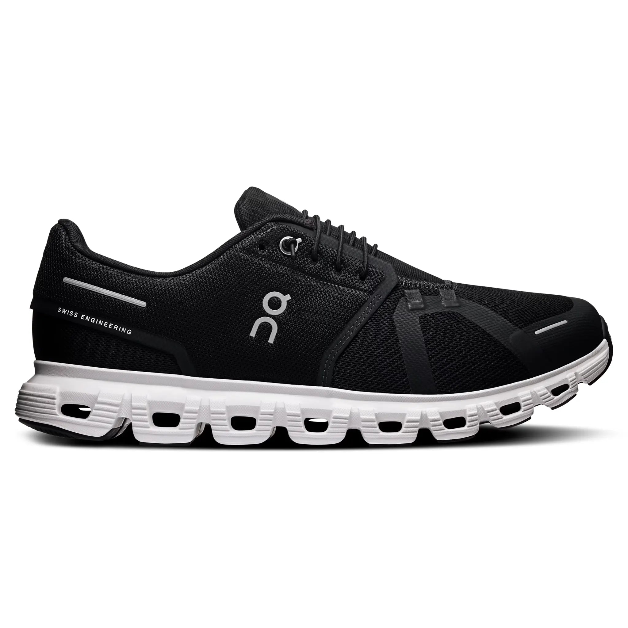 Side View of On Running Cloud 6 Black White Shoes 3MF10070299